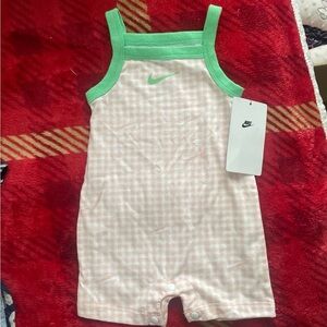 Nike Pink and Green Baby Romper